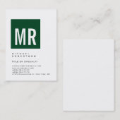Chubby Forest Green Monogram White Visitekaartje (Voorkant / Achterkant)