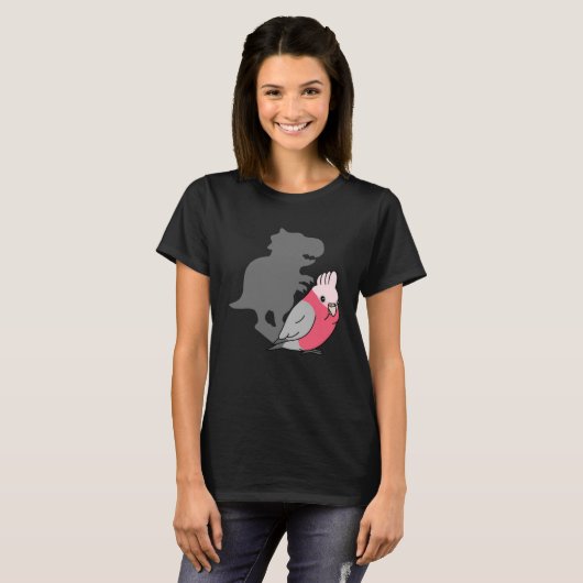 Chubby Galah Kaketoe rex Leuke Parrot met Dinosau T-shirt (Voorkant volledig)