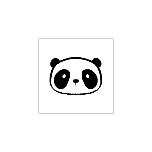 Chubby Giant Panda Cartoon Face Rubberstempel (Afrduk)