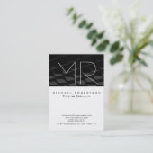 Chubby Gray Black Pattern Monogram Visitekaartje (Staand voorkant)