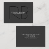 Chubby Gray Black Trendy Monogram Visitekaartje (Voorkant / Achterkant)