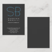 Chubby Gray Blue Chic Monogram Visitekaartje (Voorkant / Achterkant)