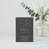 Chubby Gray Blue Chic Monogram Visitekaartje (Staand voorkant)