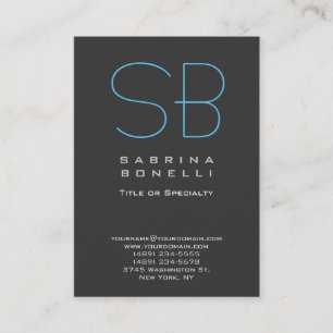 Chubby Gray Blue Chic Monogram Visitekaartje
