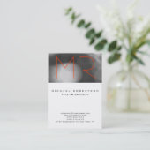 Chubby Gray Pattern Oranje Monogram Visitekaartje (Staand voorkant)