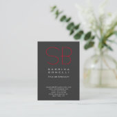 Chubby Grey Red Monogram Visitekaartje (Staand voorkant)
