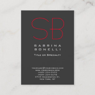 Chubby Grey Red Monogram Visitekaartje