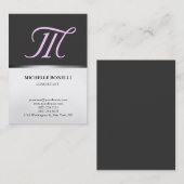 Chubby grijs roze monogram stijlvol visitekaartje (Voorkant / Achterkant)