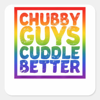 Chubby Guys Knuffelen Beter - Gay Beer Vierkante Sticker