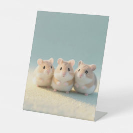 Chubby Hamster Trio Vriendschapsmomenten Reclamebord Met Voetstuk