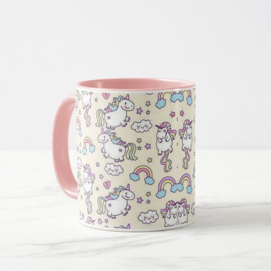 Chubby Happy UNICORNS Kawaii Cute cup mok (Voorkant links)