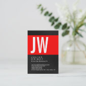 Chubby Huge Red Striped Monogram Grey Visitekaartje (Staand voorkant)