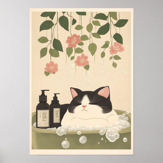 Chubby Japanese Kat Art Print (Voorkant)
