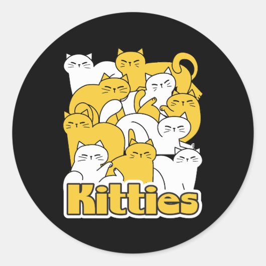 Chubby Katten Design - Schattige kattenkunst Ronde Sticker (Voorkant)