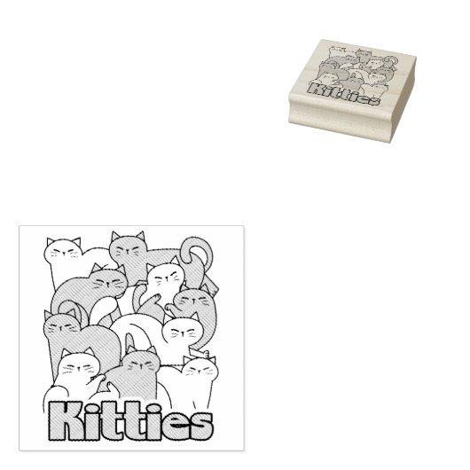 Chubby Katten Design - Schattige kattenkunst Rubberstempel (Gestempeld)