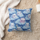 Chubby Kawaii Cats and Clouds 3D Naadloos Patroon Kussen (Deken)