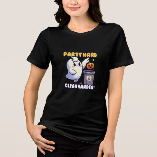 Chubby Kawaii Ghost Gooien Vuilnis met Wijsheid Tri-Blend Shirt