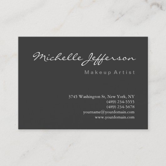 Chubby Makeup Artist Script Grey Visitekaartje (Voorkant)