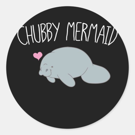Chubby Mermaid Manatee Zee Koe Ronde Sticker (Voorkant)