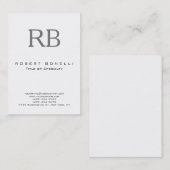 Chubby Modern Gray Monogram White Visitekaartje (Voorkant / Achterkant)