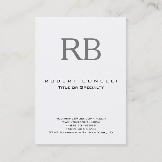 Chubby Modern Gray Monogram White Visitekaartje (Voorkant)