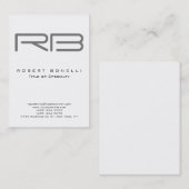Chubby Modern Gray Monogram White Visitekaartje (Voorkant / Achterkant)