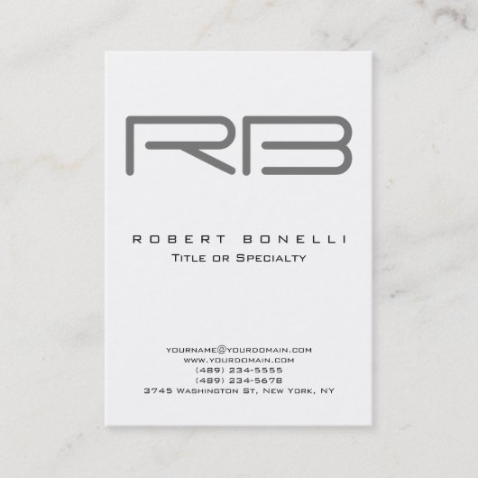 Chubby Modern Gray Monogram White Visitekaartje (Voorkant)