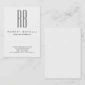 Chubby Modern Gray Monogram White Visitekaartje (Voorkant / Achterkant)