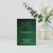 Chubby modern green monogram visitekaartje (Staand voorkant)