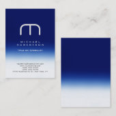 Chubby Modern Monogram White Blue Visitekaartje (Voorkant / Achterkant)