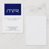 Chubby Modern Monogram White Blue Visitekaartje (Voorkant / Achterkant)