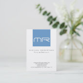 Chubby Modern Monogram White Blue Visitekaartje (Staand voorkant)