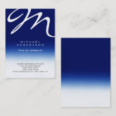 Chubby Modern Monogram White Blue Visitekaartje (Voorkant / Achterkant)