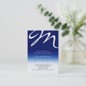 Chubby Modern Monogram White Blue Visitekaartje (Staand voorkant)