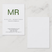 Chubby Modern Monogram White Green Visitekaartje (Voorkant / Achterkant)