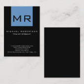 Chubby Monogram Black Blue Stripe Visitekaartje (Voorkant / Achterkant)