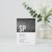 Chubby Monogram Chalkboard White Professional Visitekaartje (Staand voorkant)