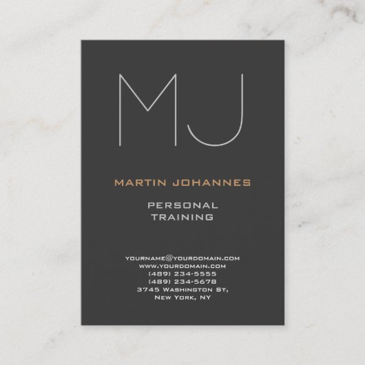 Chubby Monogram Gray Trainer Business Profile Card Visitekaartje (Voorkant)