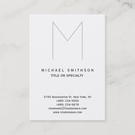 Chubby Monogram Grijs Eenvoudig Visitekaartje (Voorkant)