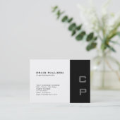 Chubby Monogram Modern White Black Visitekaartje (Staand voorkant)