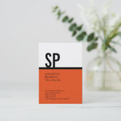 Chubby Monogram Oranje Black White Professional Visitekaartje (Staand voorkant)