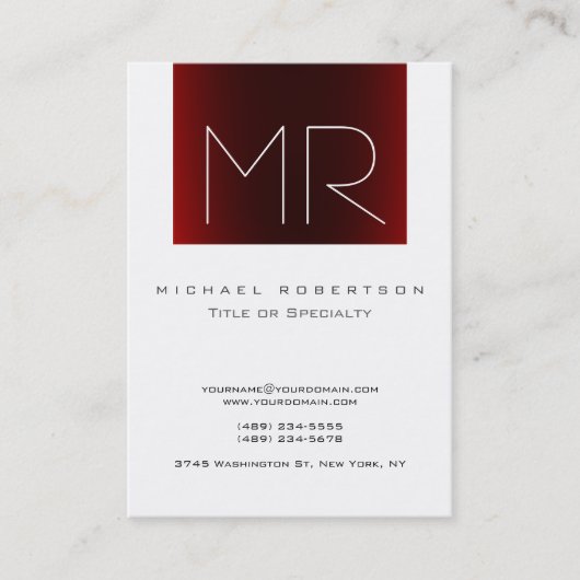 Chubby Monogram Red Striped White Visitekaartje (Voorkant)