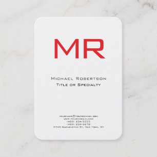 Chubby Monogram Red White Minimalist Visitekaartje