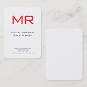 Chubby Monogram Red White Minimalist Visitekaartje (Voorkant / Achterkant)