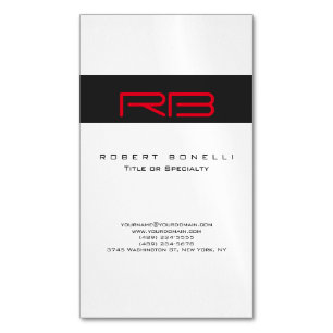 Chubby Monogram White Dark Grey Red Visitekaartje Magnetisch Visitekaartje