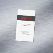 Chubby Monogram White Dark Grey Red Visitekaartje Magnetisch Visitekaartje (Voorbeeld)