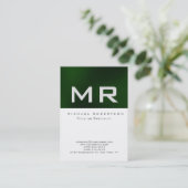 Chubby Monogram White Green Stripe Visitekaartje (Staand voorkant)