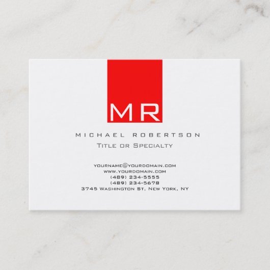 Chubby Monogram White Red Clean Visitekaartje (Voorkant)