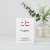 Chubby Monogram White Red Cute Visitekaartje (Staand voorkant)