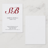 Chubby Monogram White Red Cute Visitekaartje (Voorkant / Achterkant)